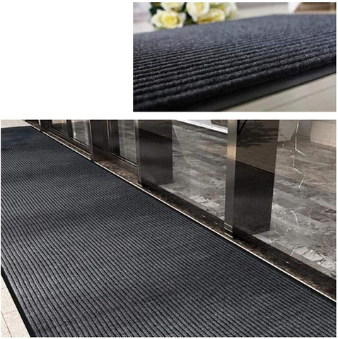 HappyBeeFlying Brush Step mat low-profile design fits under doors smoothly