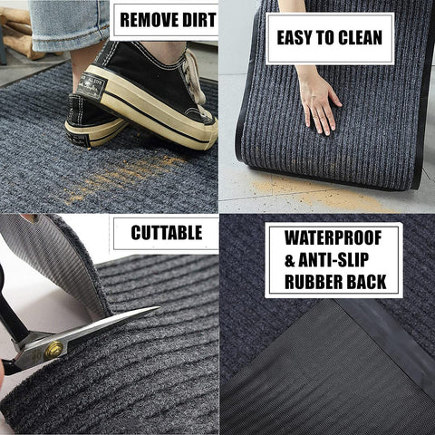 HappyBeeFlying Brush Step mat striped surface traps debris near the door