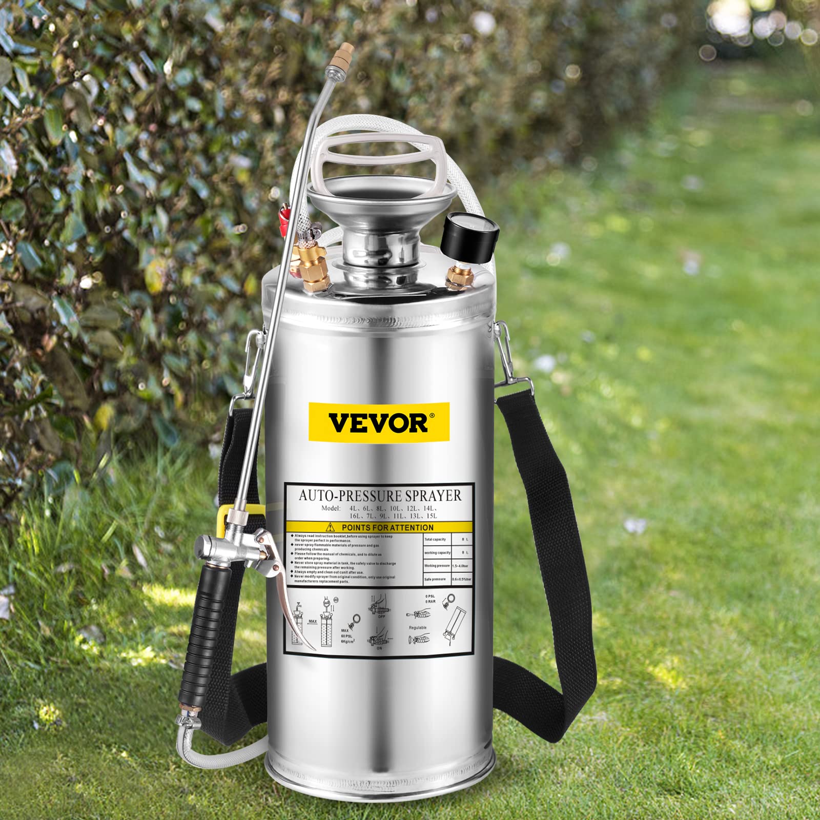 Happybuy 2-gallon stainless sprayer with wand for even coverage