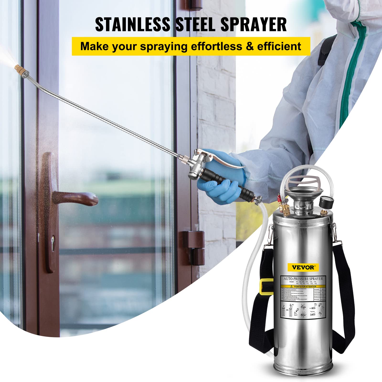 Happybuy 3Gallon Sprayer with reinforced 3ft hose for even coverage.