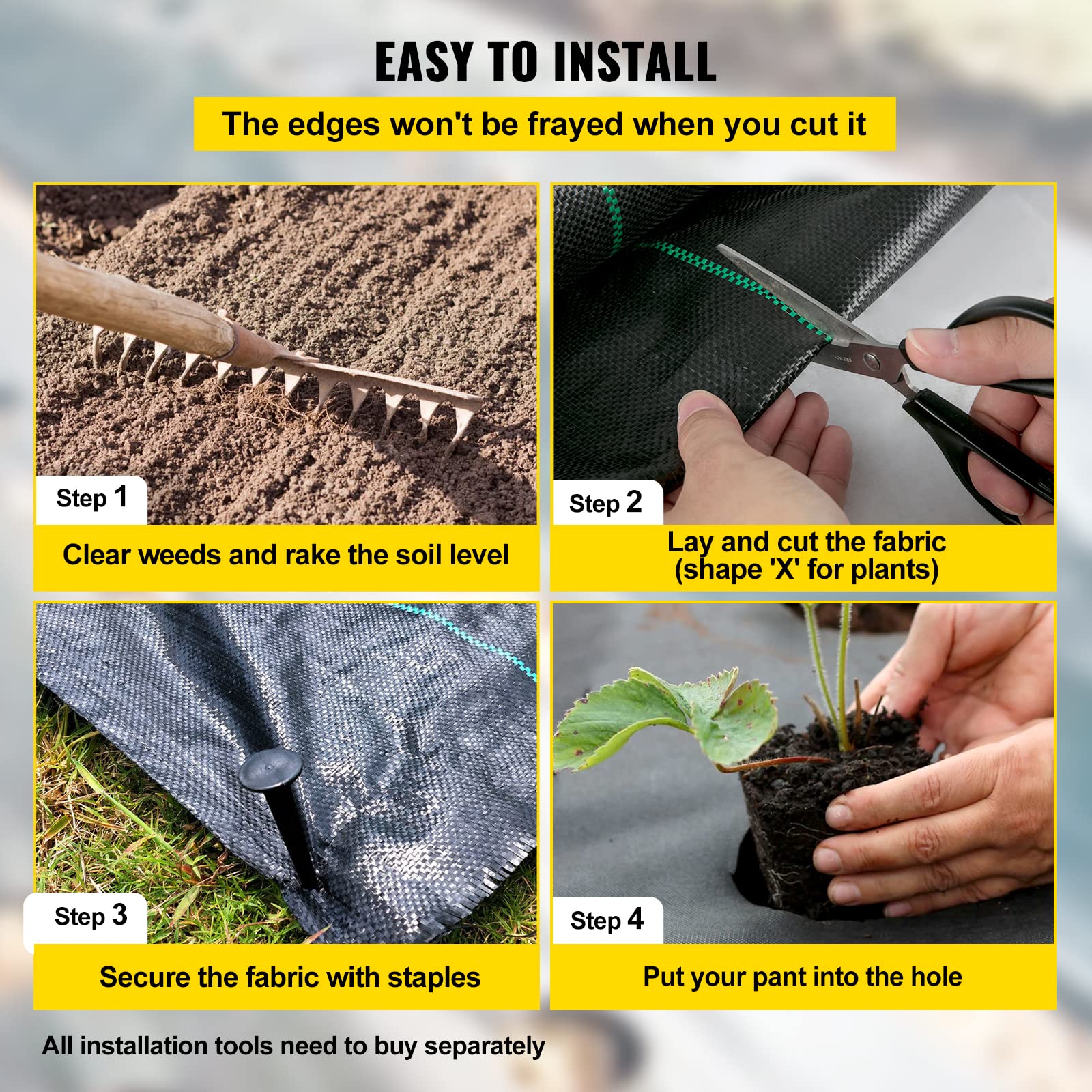 Happybuy garden-bed fabric shields crops from weeds while allowing moisture to pass.