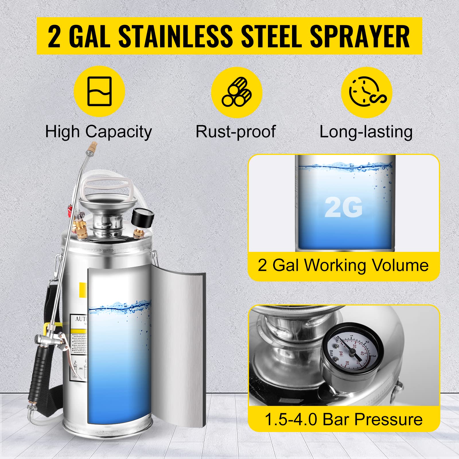 Happybuy hand pump sprayer with built in pressure gauge