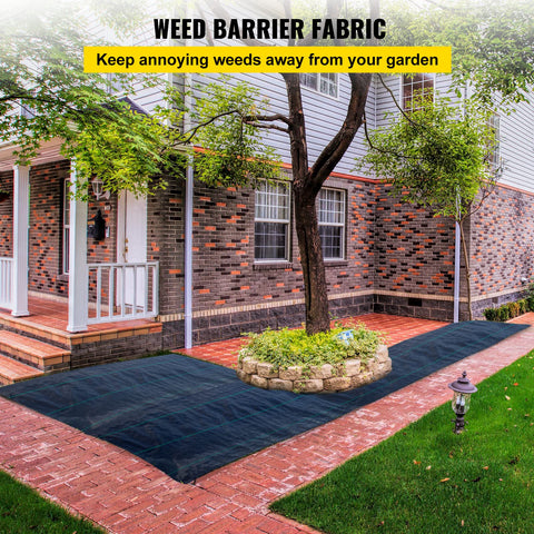 Happybuy heavy-duty weed barrier fabric prevents weed growth while letting soil breathe.