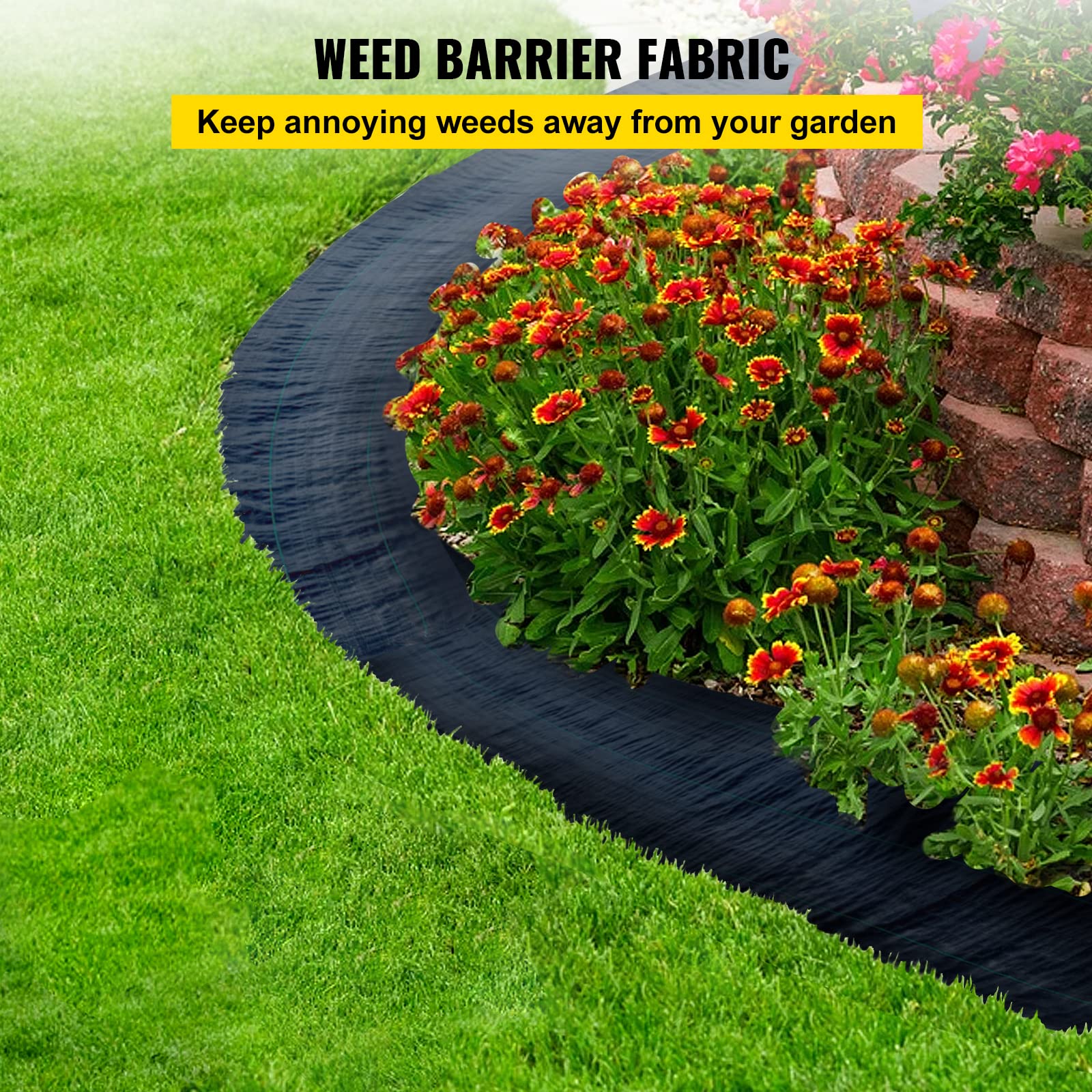Happybuy landscape fabric showing high permeability for drainage and roots.
