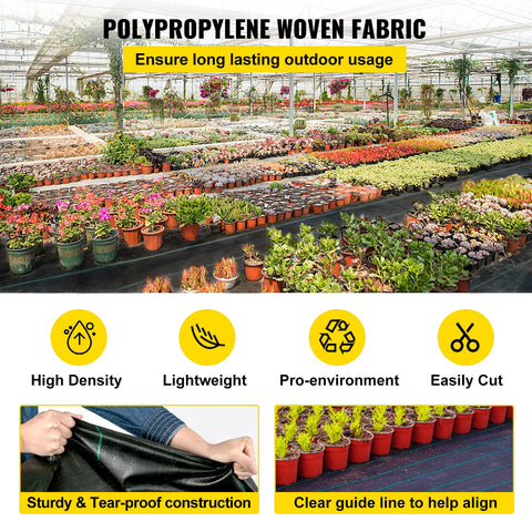 Happybuy permeable landscape fabric supports moisture and airflow for plant beds.