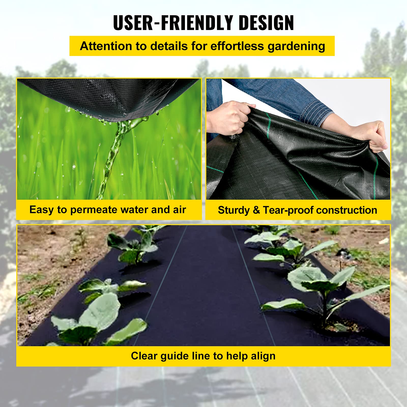 Happybuy permeable landscape fabric allows water and air through to soil.