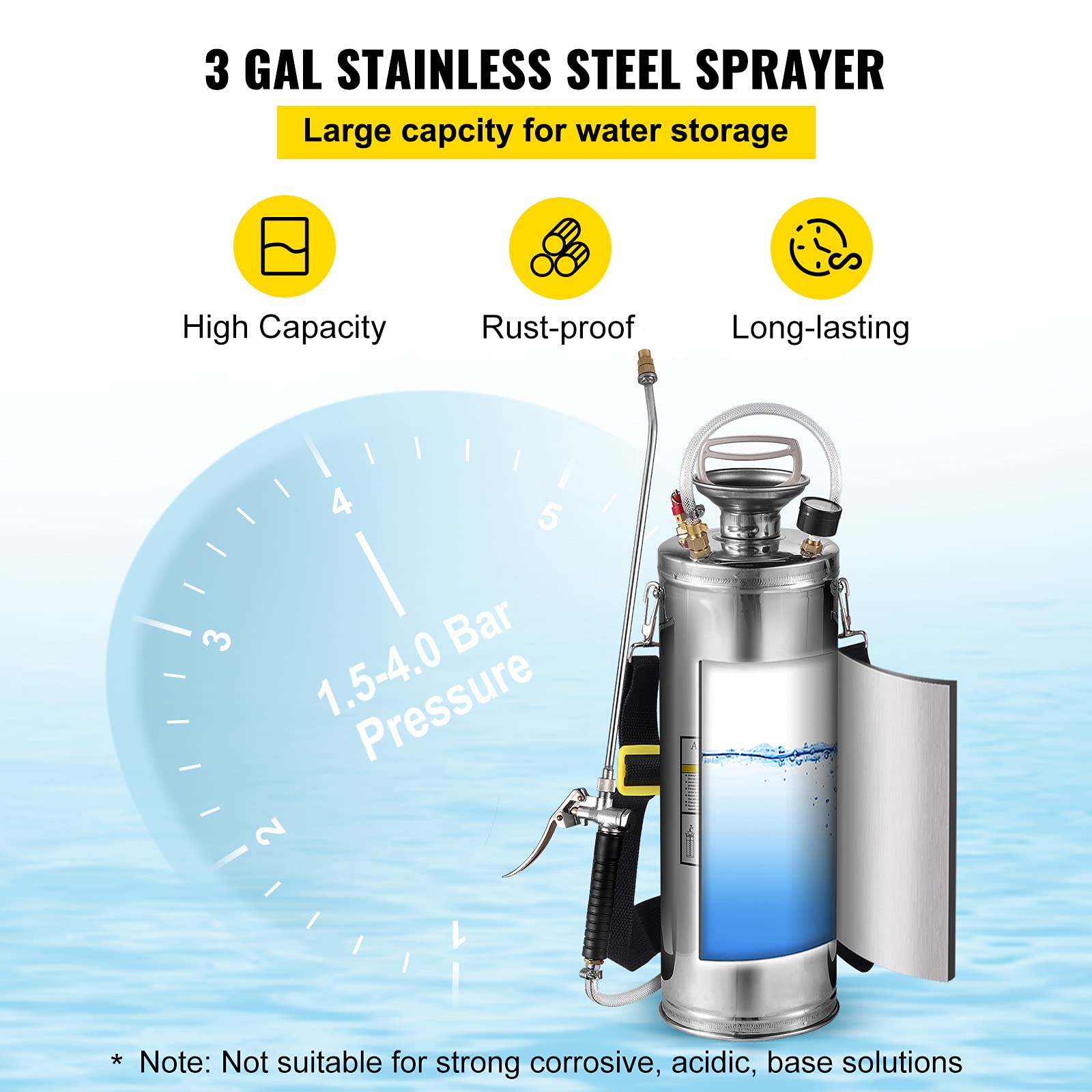 Happybuy Sprayer shows current pressure via the built-in gauge.