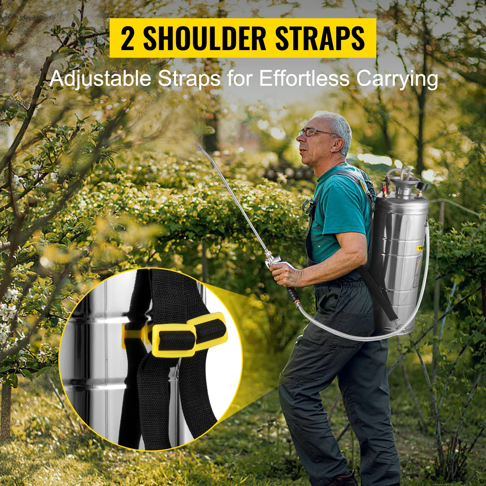 Happybuy shoulder straps illustrate easy carry during extended gardening tasks.