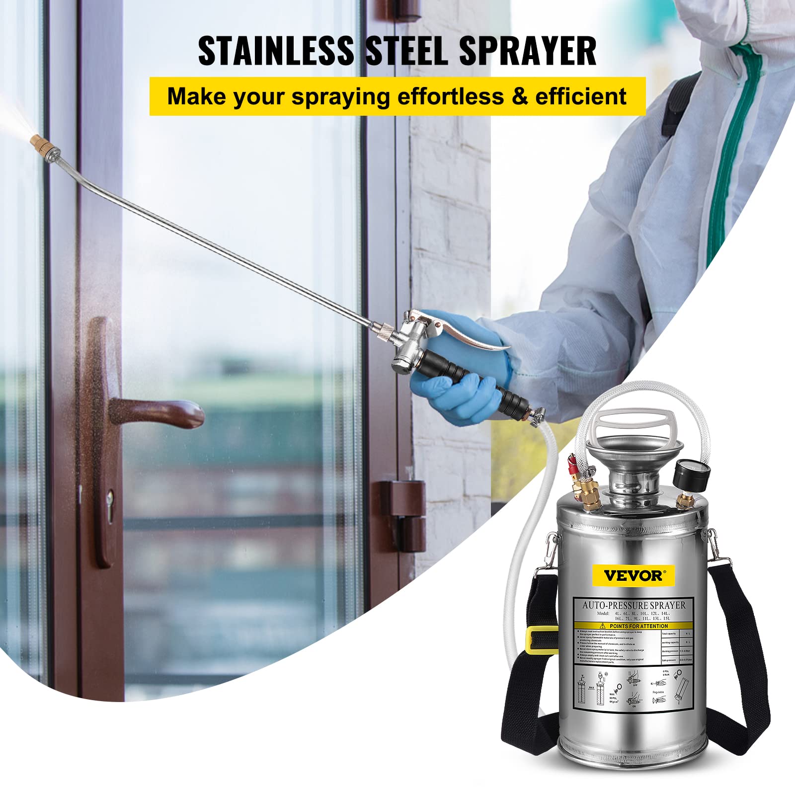 Happybuy brass adjustable nozzle enables direct spray or fine mist for versatile use.