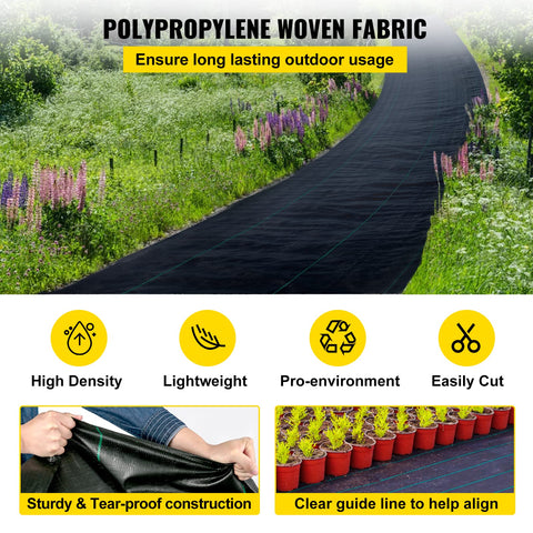 Happybuy woven PP weed-control fabric blocks weeds while preserving soil health.