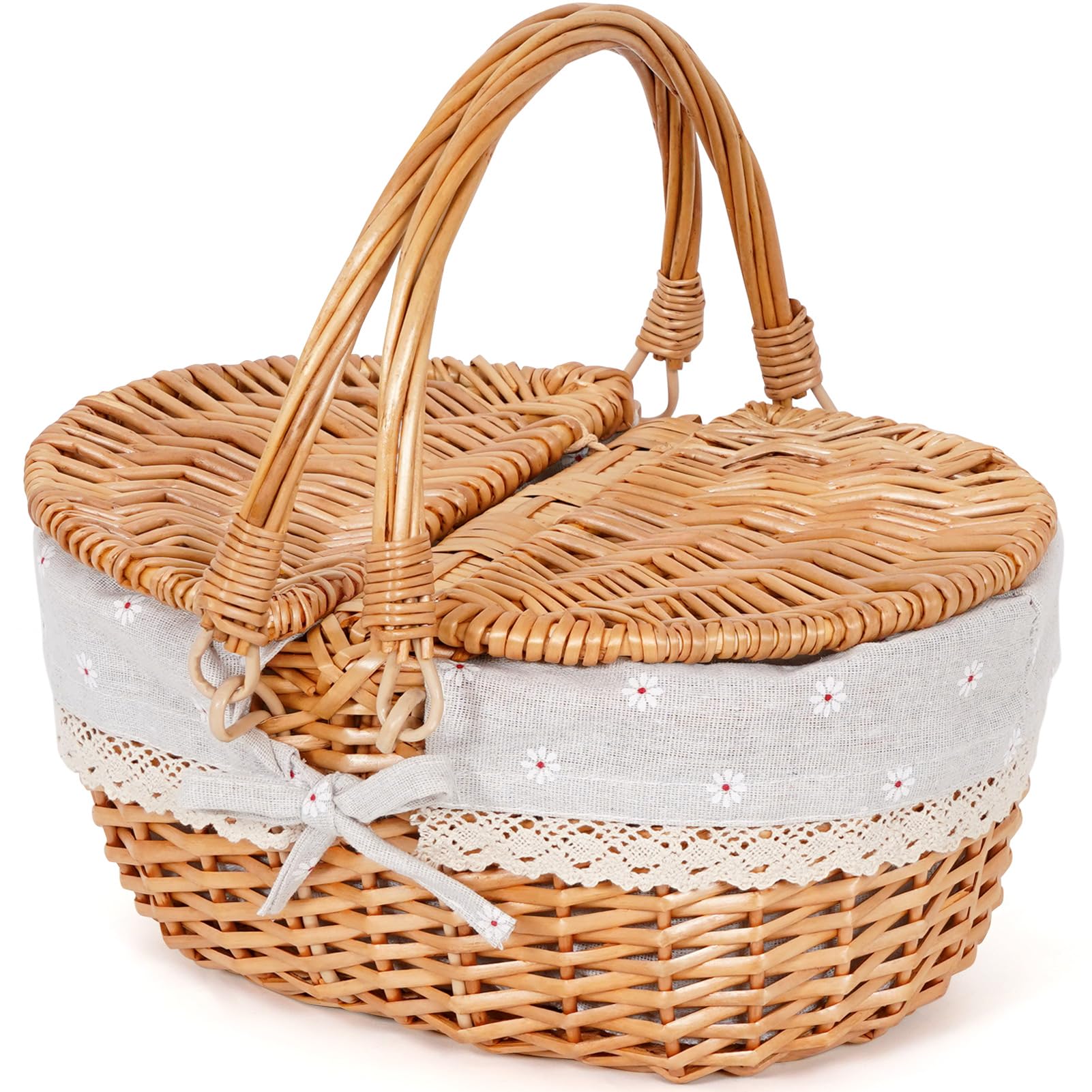 HappyPicnic 12-inch basket with foldable handle, ideal for kid-friendly picnics and light snacks.