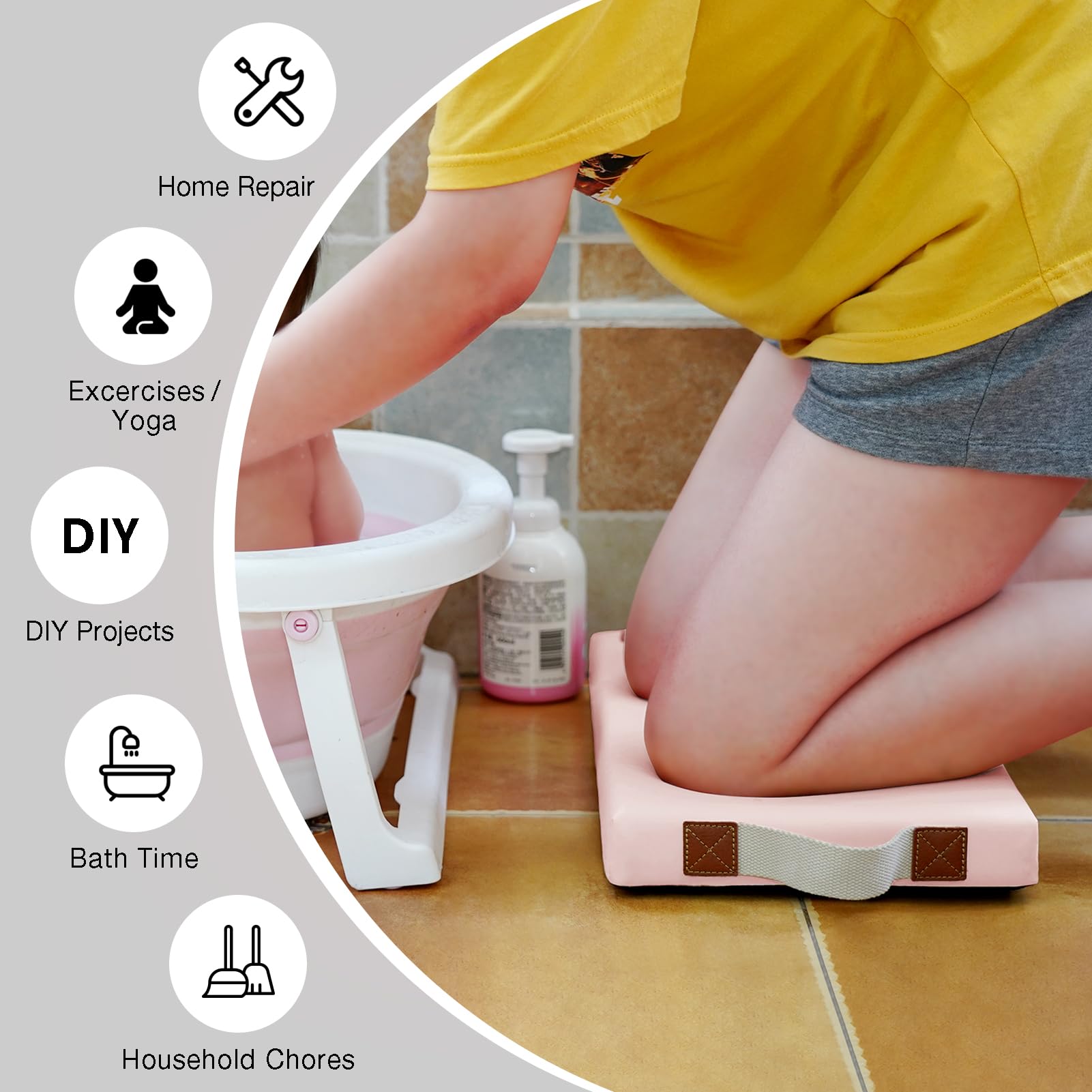 HappyPicnic 2 inch thick soft foam knee pad cushions knees during long tasks.
