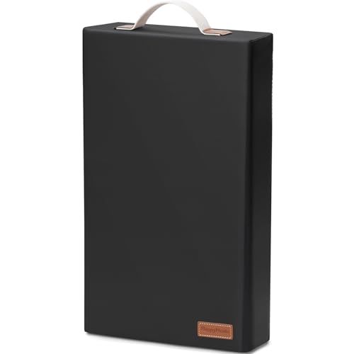 HappyPicnic black kneeling pad in outdoor setup, durable foam.