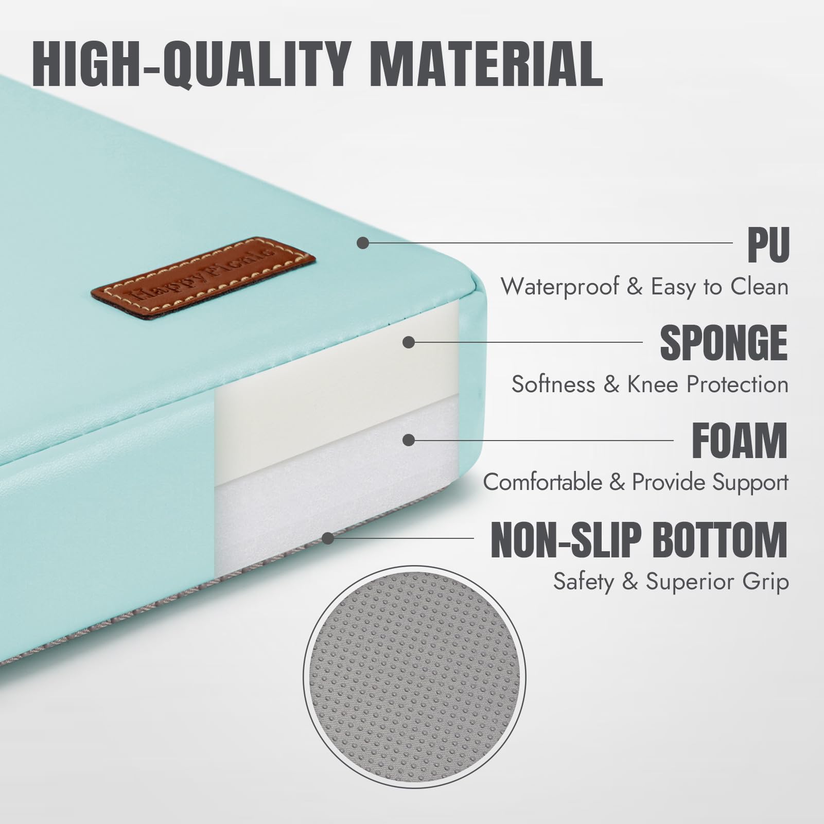 HappyPicnic kneeling pad side profile showing thickness for knee protection