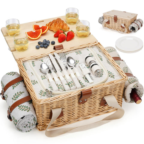 HappyPicnic Leaf handmade willow basket for sunny picnics with friends.
