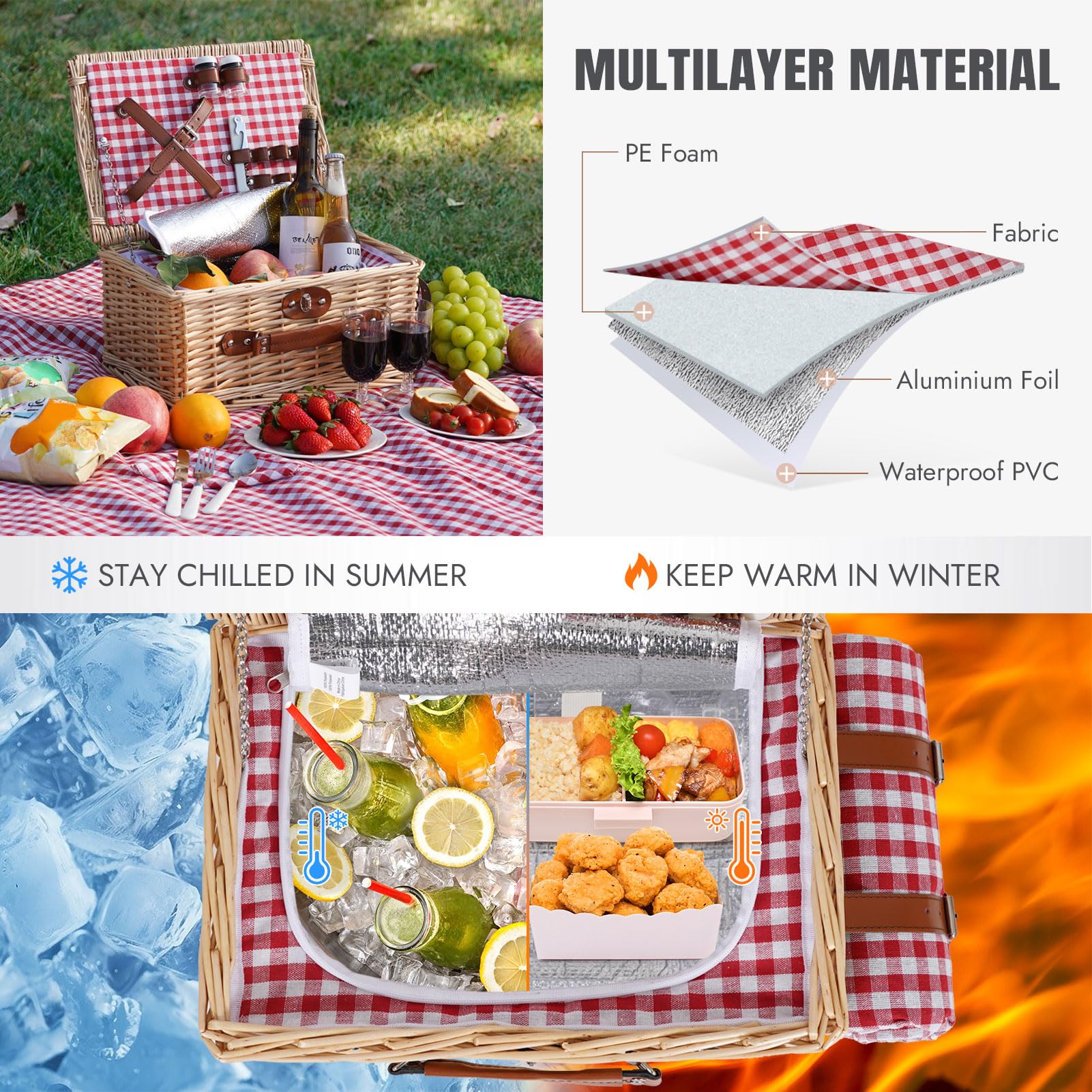 HappyPicnic stainless steel cutlery set for two for outdoor dining.
