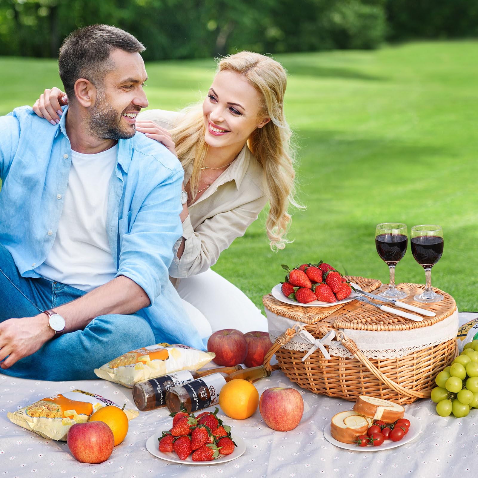 HappyPicnic beach scene basket adds vintage charm