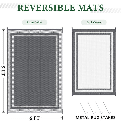HappyTrends outdoor rug foldable and portable for picnics or camping.