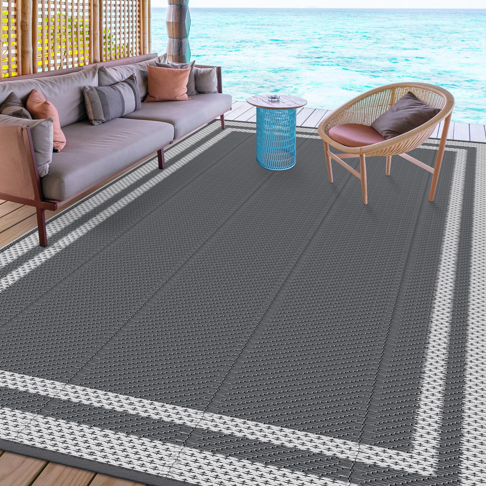HappyTrends outdoor rug 6x9 size for picnic spreads.