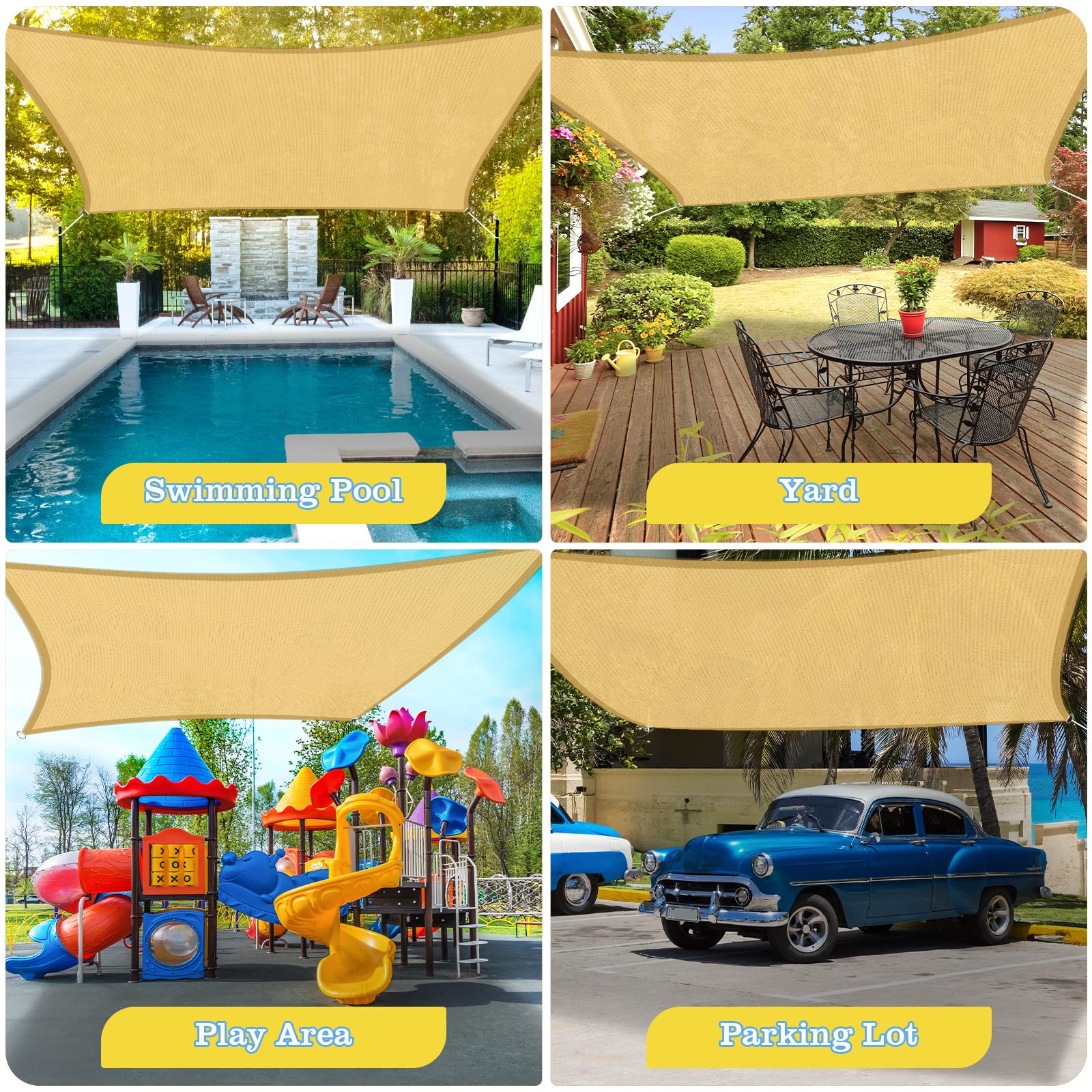 HappyTrends Sun Shade Sail easy installation for quick outdoor setup