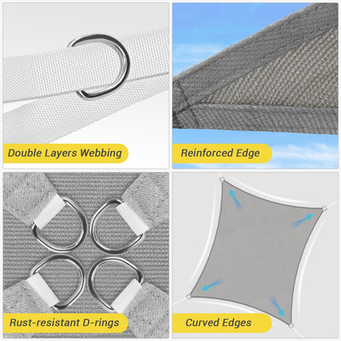 HappyTrends sun shade sail easy-installation highlights fast setup and adjustable rope