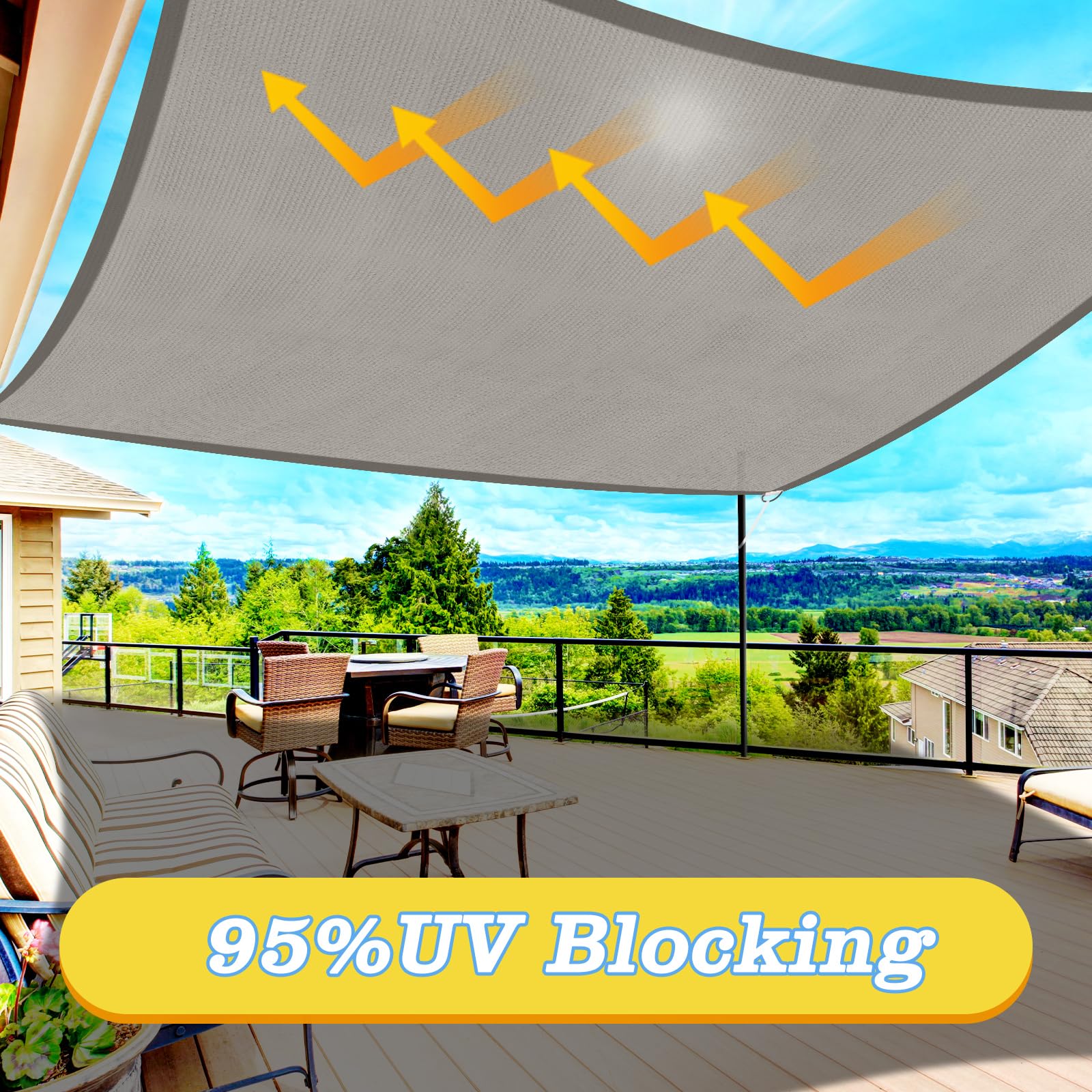 HappyTrends sun shade sail stainless-d-rings illustrate rust-resistant hardware for long outdoor use