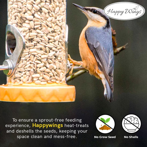 Happy Wings 15lb packaging shown, a long-lasting supply for frequent feeders.