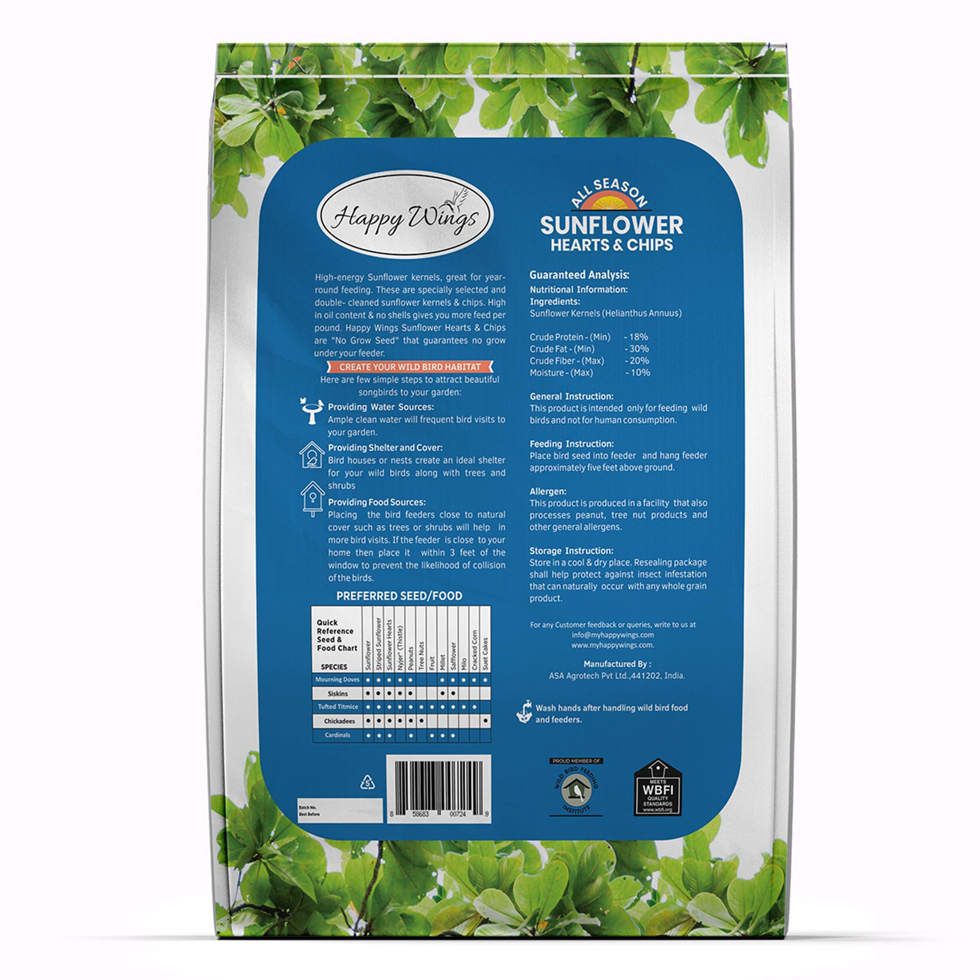 Happy Wings no-mess seed close-up highlights husk-free seeds ideal for tidy backyard feeding.