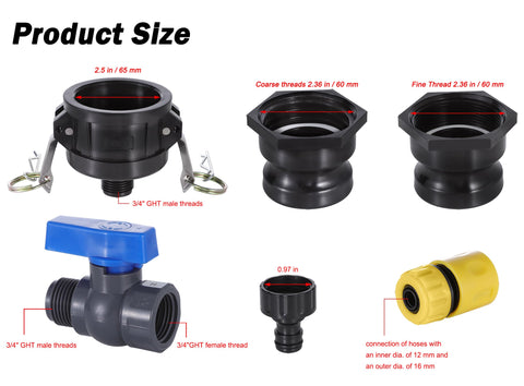 HappyWins cam-lock 2in fine close-up demonstrates versatile tank-to-hose conversion.