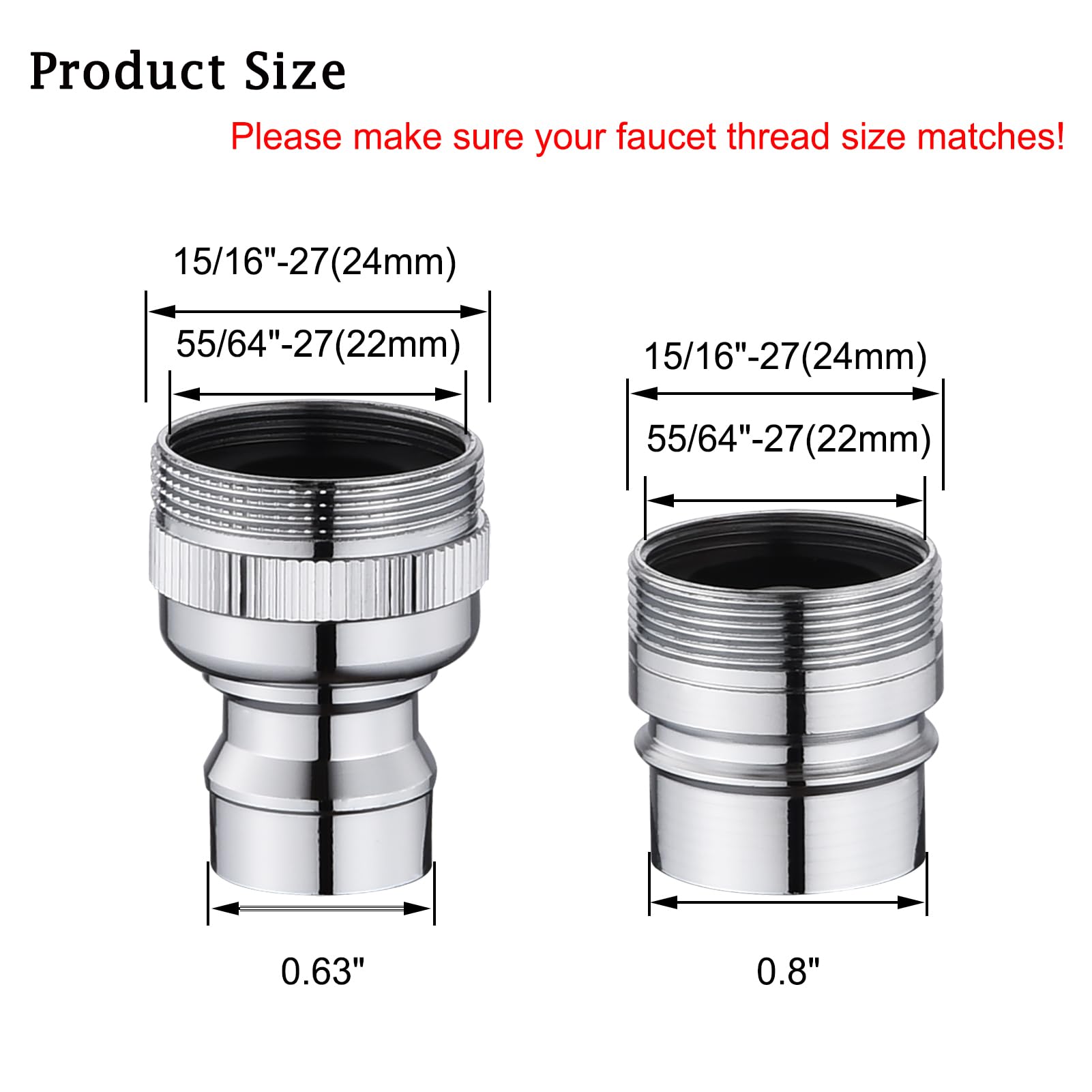 Happywins snap-on connection shown for quick, secure attachment to a faucet.