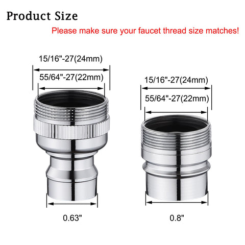 Happywins snap-on connection shown for quick, secure attachment to a faucet.