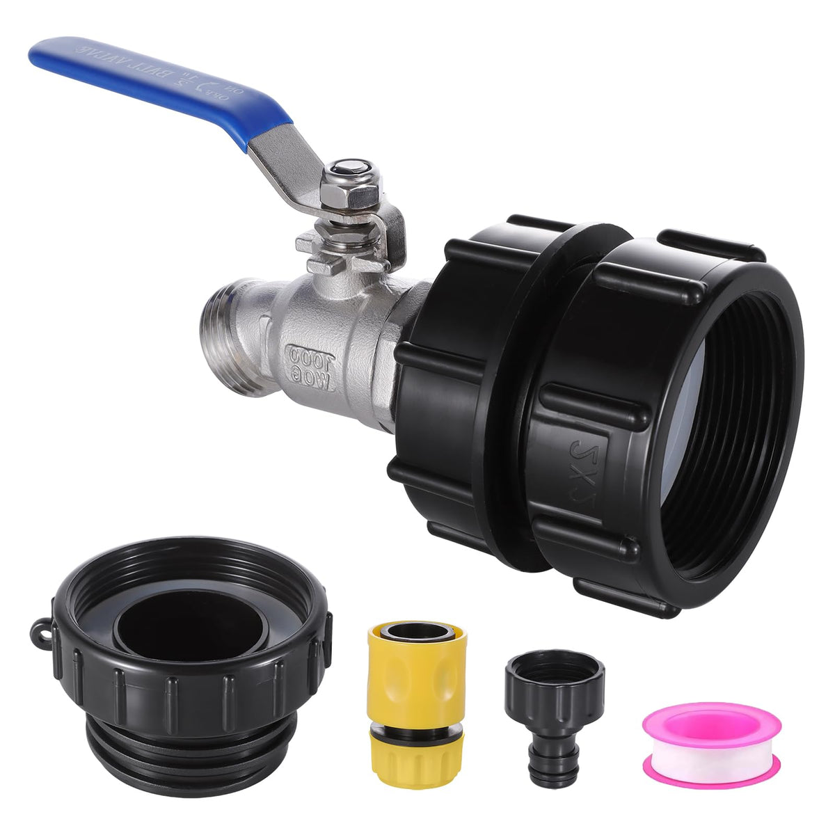 Happywins IBC tote adapter kit with 2in coarse thread for secure irrigation connections.