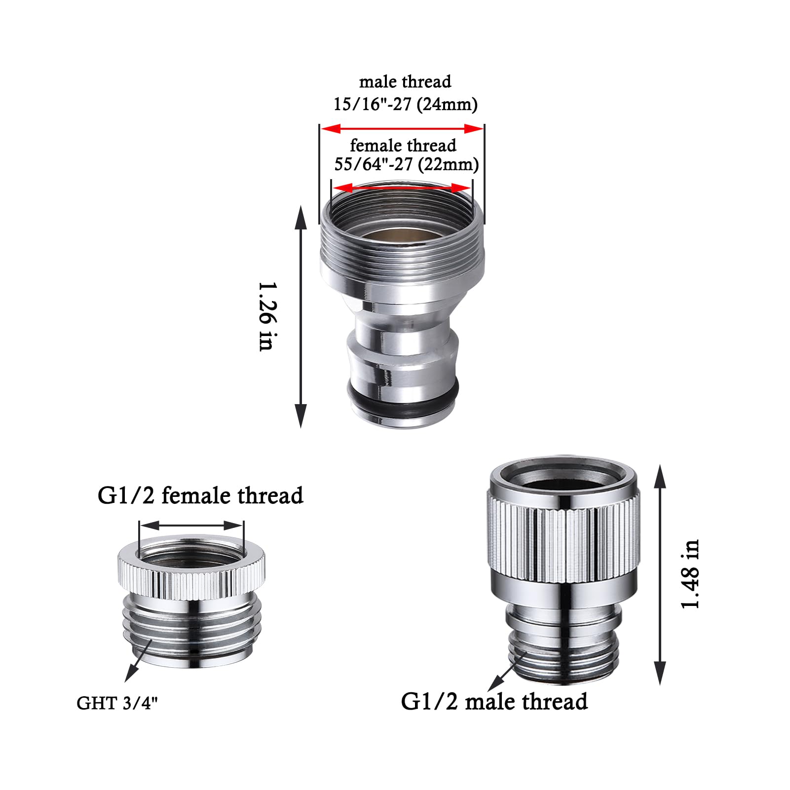 Happywins multi-function connector use cases with shower and garden hoses.