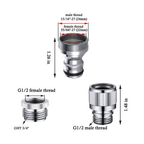Happywins multi-function connector use cases with shower and garden hoses.