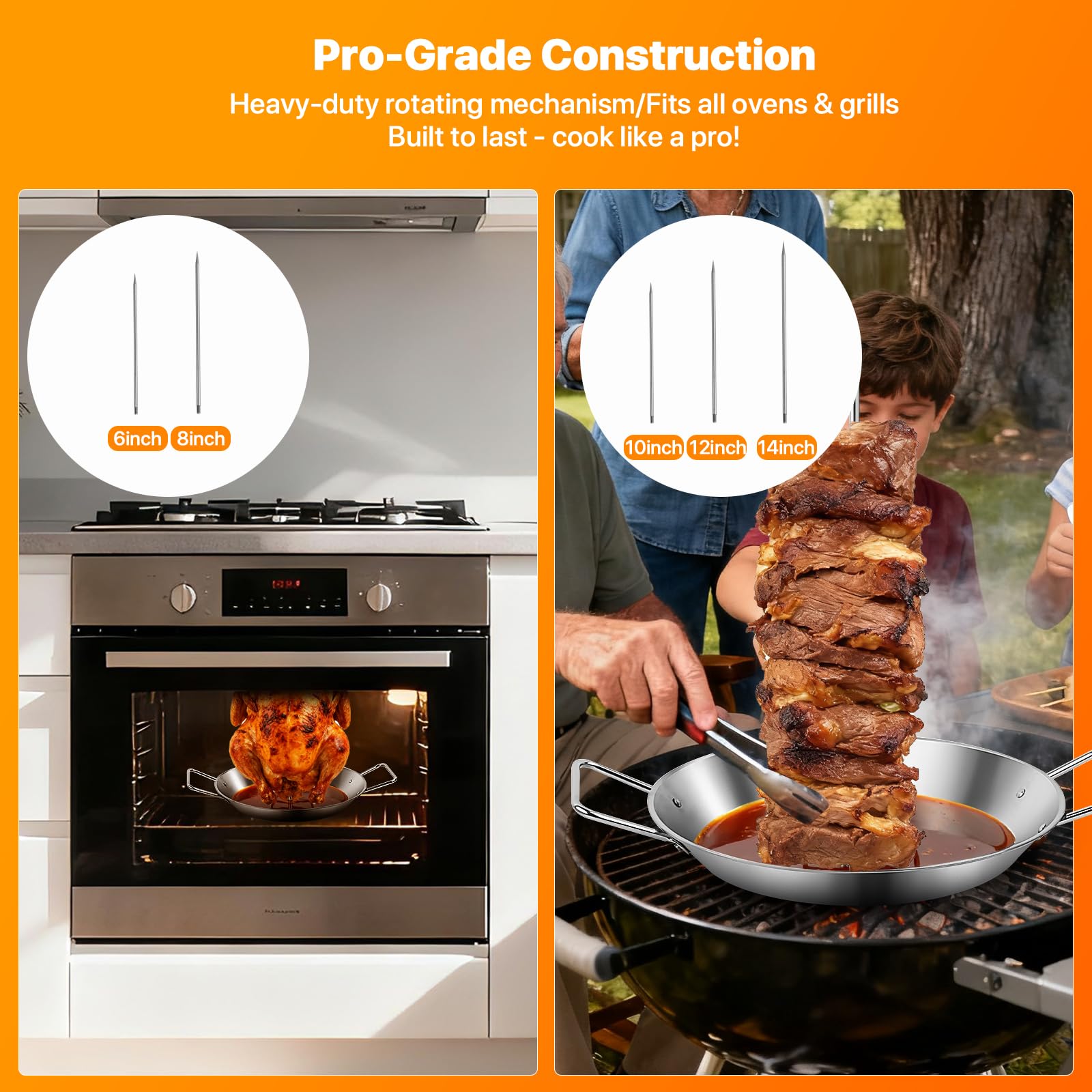 HAPWAY al pastor rotisserie plate in stainless steel for high-heat cooking.