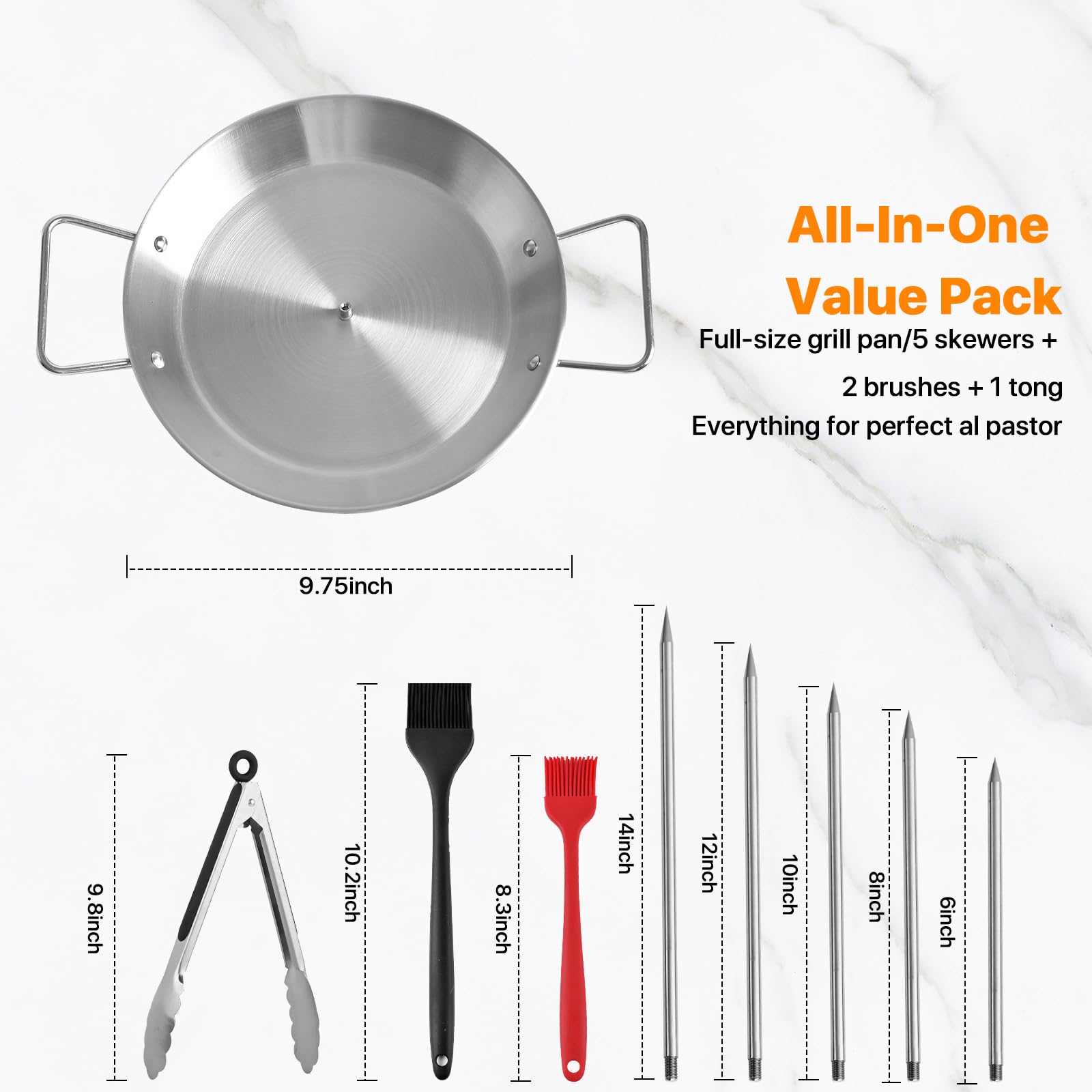 HAPWAY stainless steel 10-inch shawarma pan for home use and gyro cooking.