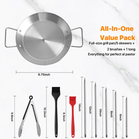 HAPWAY stainless steel 10-inch shawarma pan for home use and gyro cooking.