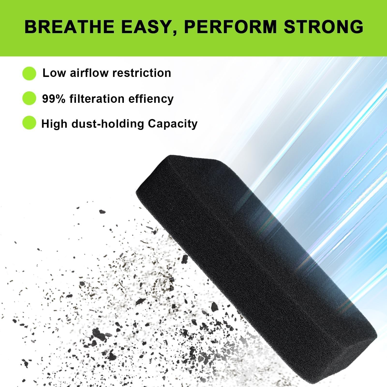 Harbot 350BT air filter foam improves airflow with low restriction