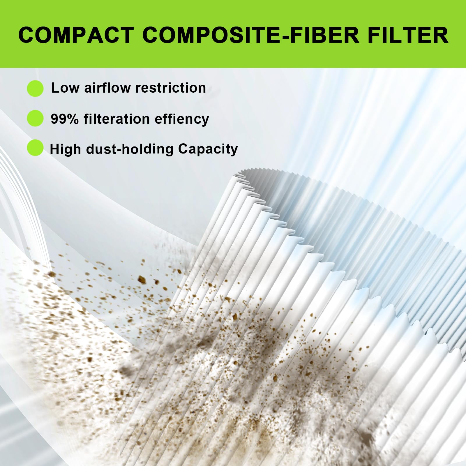 Harbot air filter color close-up emphasizing media quality and build.