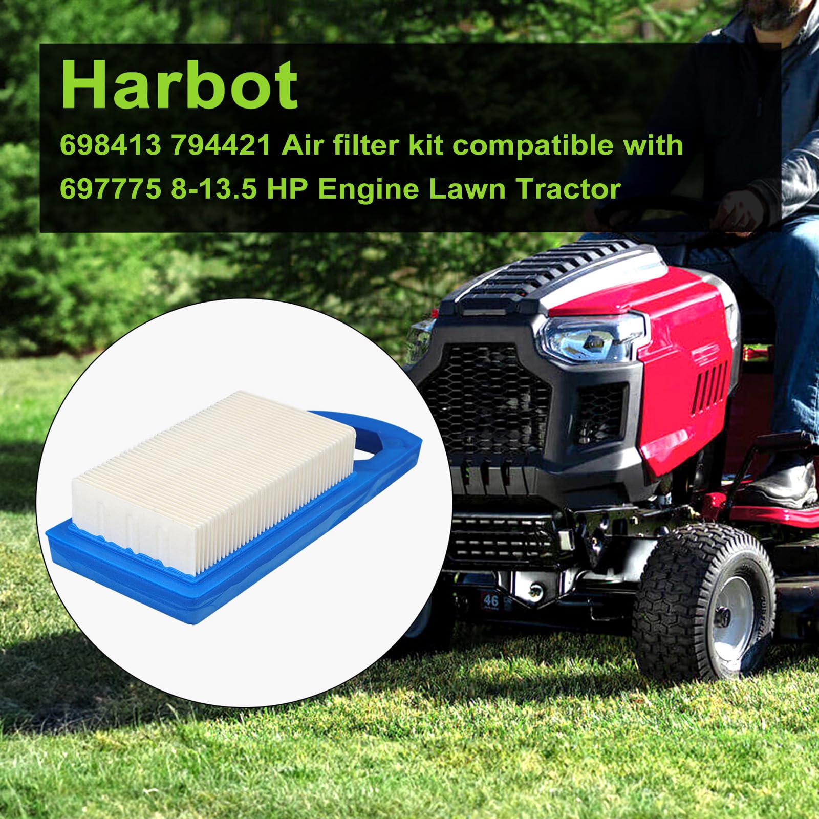 Harbot air filter kit compatible with 8-15 HP engines for reliable filtration and airflow.