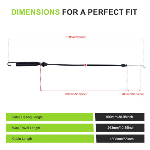 Harbot deck engagement cable maintains precise tension on 700-series mowers for consistency