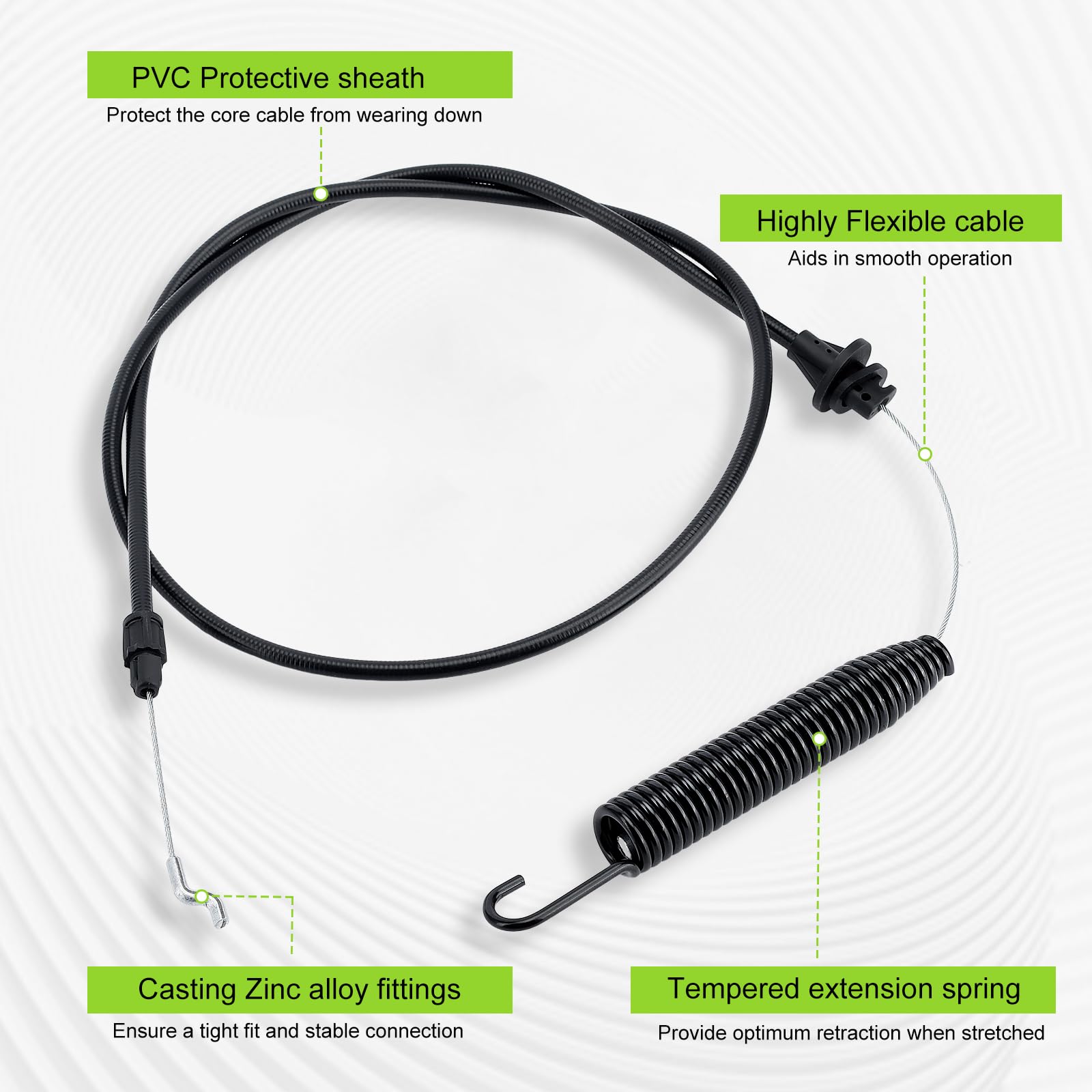 Harbot deck engagement cable with 39-inch conduit for versatile mower compatibility