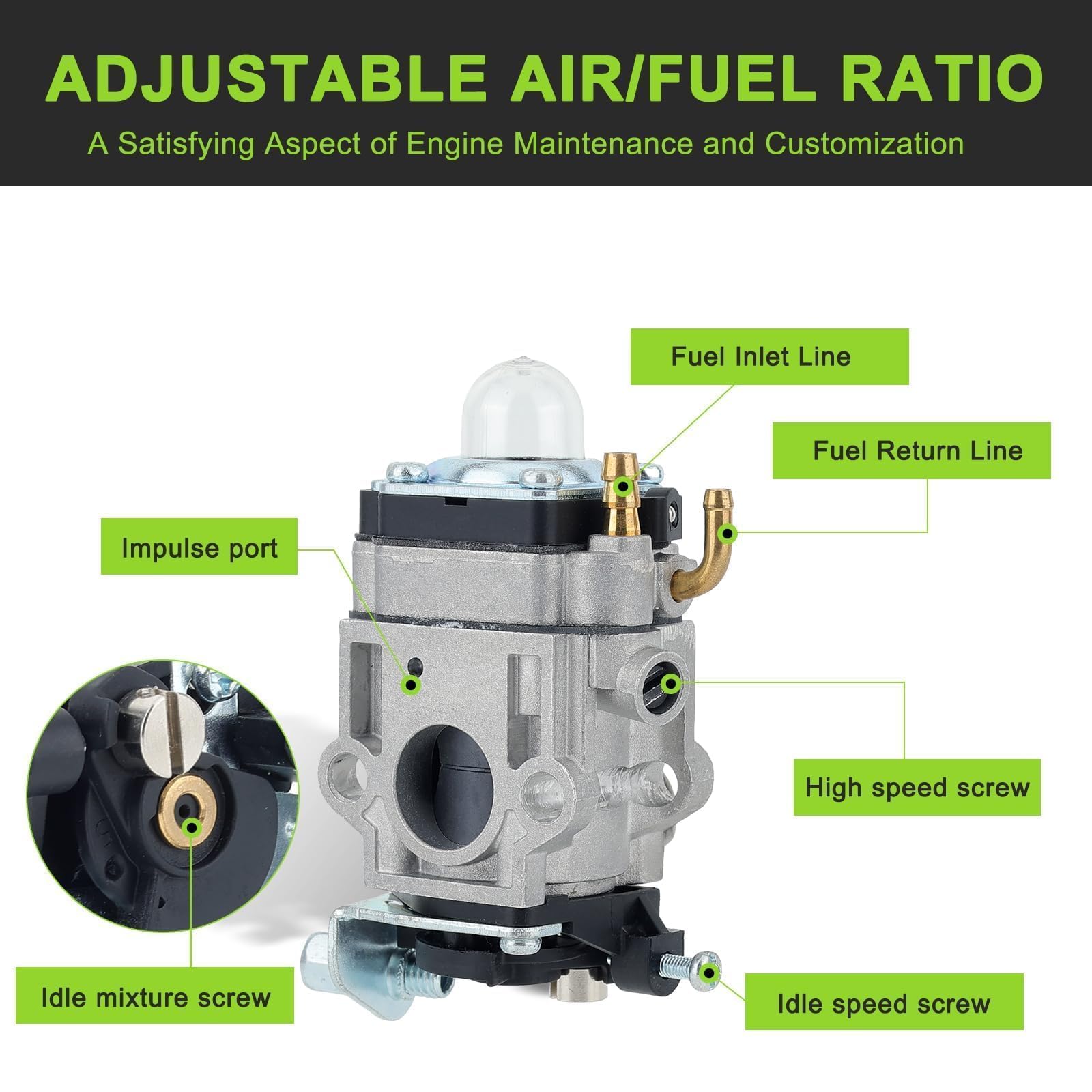 Harbot E43 carburetor kit air filter included for clean fuel flow