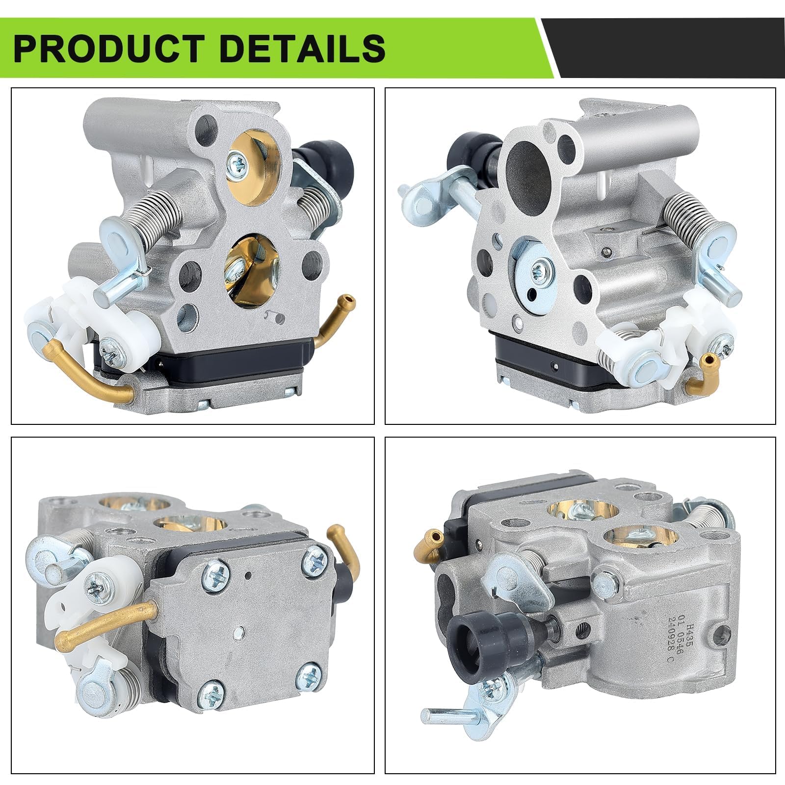Zinc plated float bowl on Harbot carburetor withstands heat and wear
