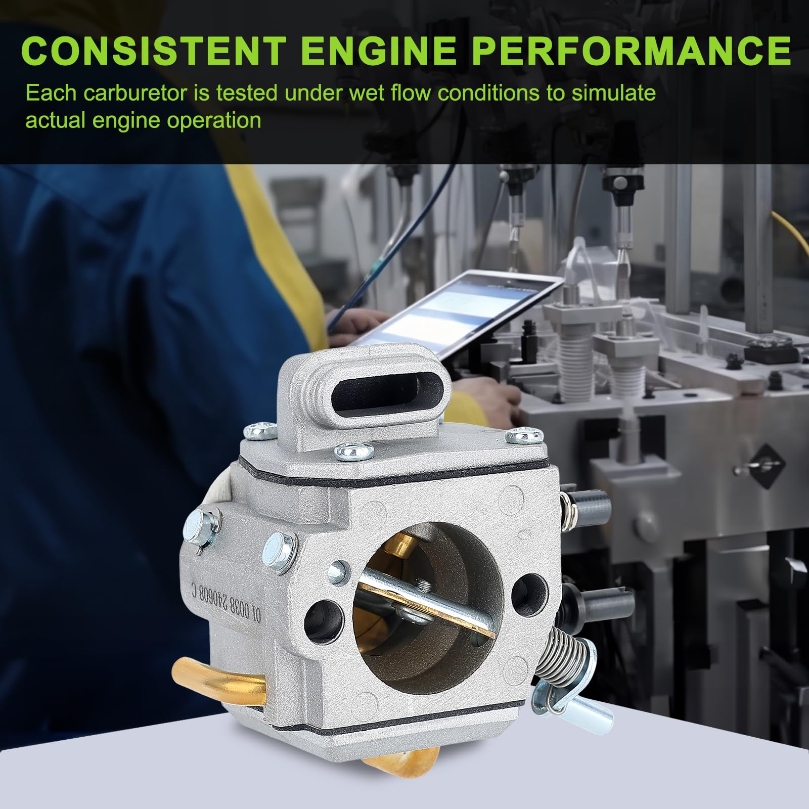 Harbot fuel line included for consistent fuel delivery.