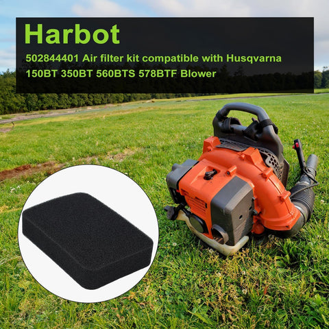 Harbot Husqvarna 150BT backpack blower air-filter shows quick, tool-free replacement
