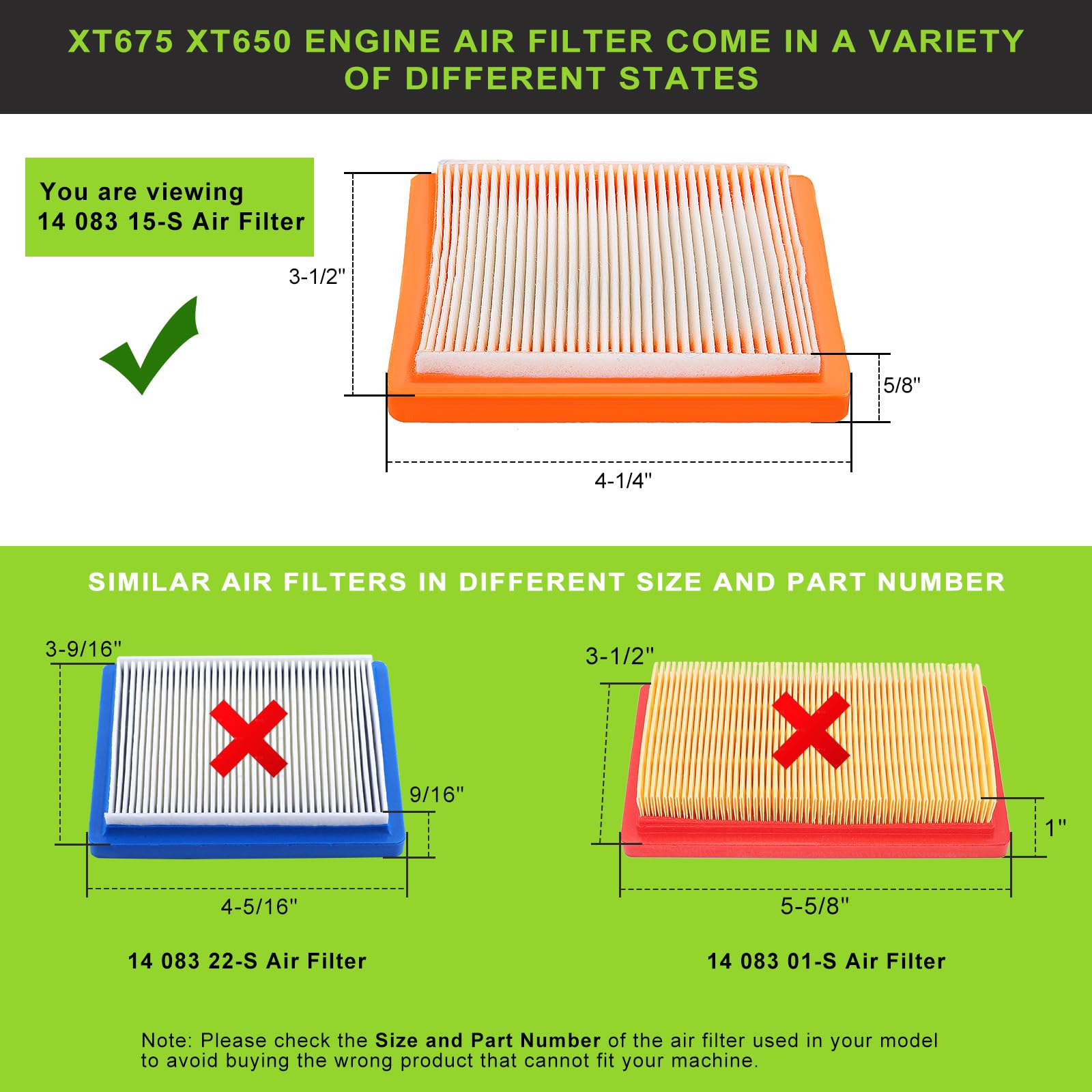 Harbot Kohler XT650/XT675 149cc air filter maintains steady airflow and optimal combustion