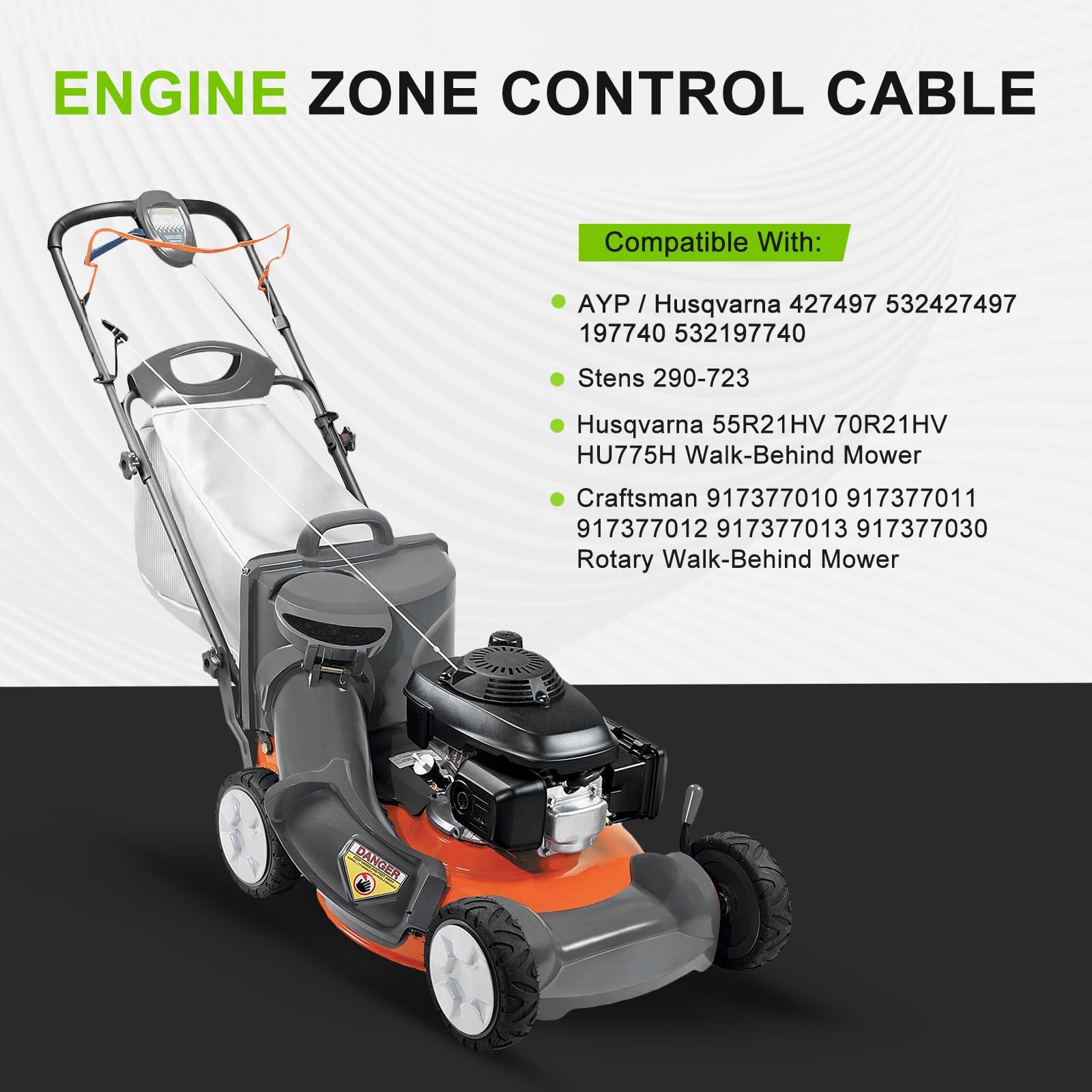 Harbot 55-inch zone control cable length for versatile mower use