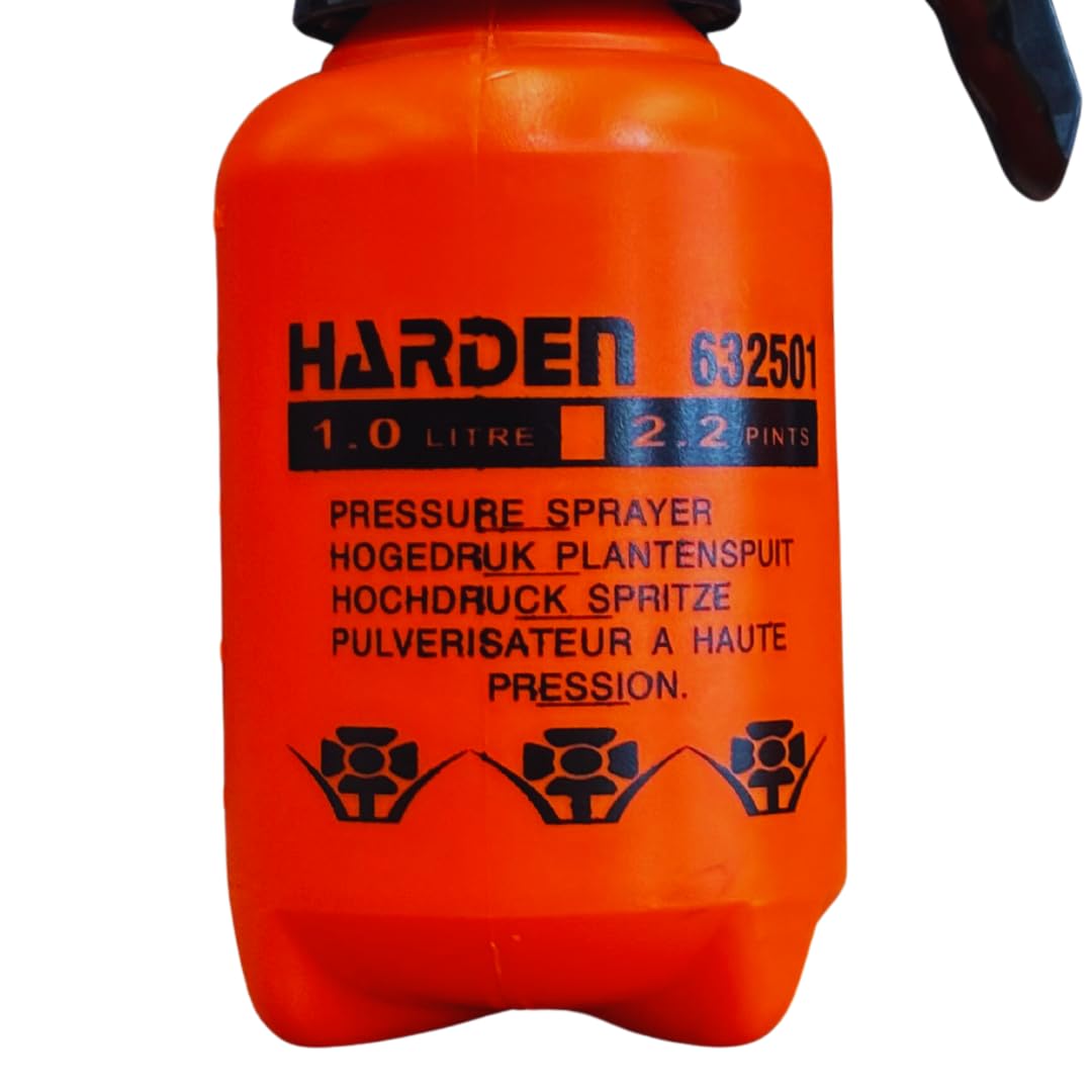Harden garden sprayer in use during lawn and plant care tasks.
