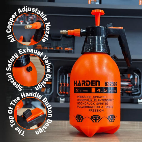 Harden multi-purpose sprayer supports gardening, cleaning, and misting tasks.